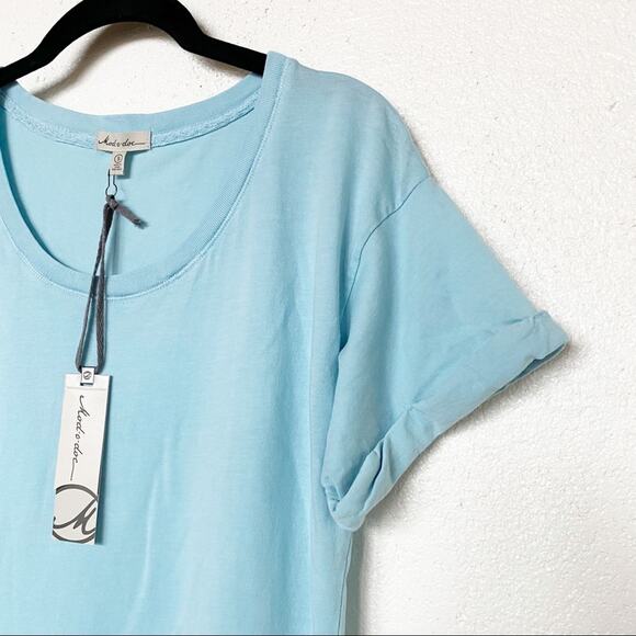 Mod-o-doc Light Blue Scoop Neck Cotton Split Side Tee Size Small - Picture 2 of 7